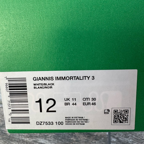 Brand New Nike Giannis Immortality 3 Oreo Men’s Sneakers DZ7533 100 - Picture 7 of 7